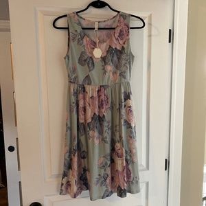 Pinkblush Floral Dress in Green and Purple